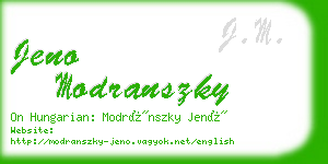 jeno modranszky business card